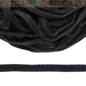 Шнур 34Ф плоский шир.7мм, цв. черный, уп.200м