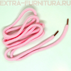 Шнурки круглые 130 см, Хлопок, цв.розовый св.