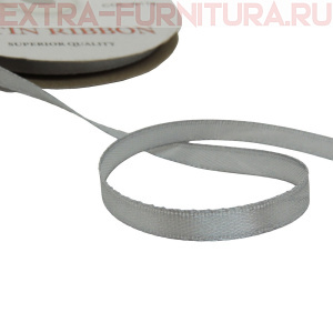 Лента атласная  6 мм  цв.179 серый рул. 27,42м