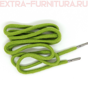 Шнурки круглые 130см, шир.6мм, Хлопок, наконечник металл, цв.зеленое яблоко