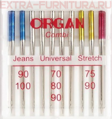 Иглы Organ COMBI дляБШМ(дж/ун/стр)№ 100, уп.10шт.