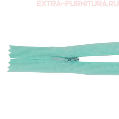 Молния потайная № 3, 50 см, цв. 201 светло-бирюзовый п/э пл.9,3 гр/м