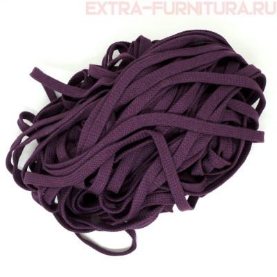 Шнур плоский х/б 12мм, цв.фиолетовый 134, уп.50м, пл. 9,88 гр/м